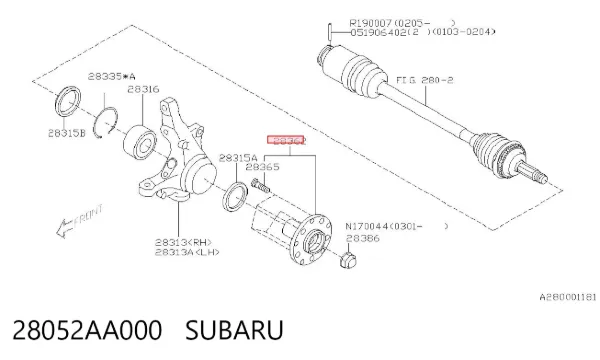 Piasta przednia 28052AA000 Subaru