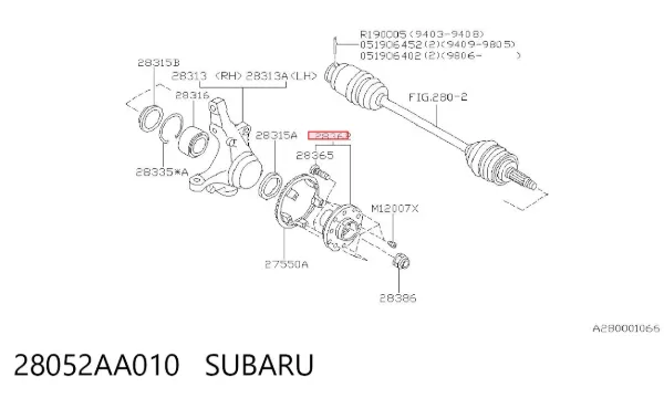 Piasta przednia 28052AA010 Subaru
