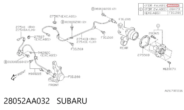 Piasta tylna 28052AA032 Subaru