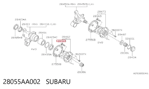 Szpilka koła tylna/przednia 28055AA002 Subaru
