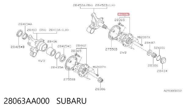 Piasta tylna 28063AA000 Subaru