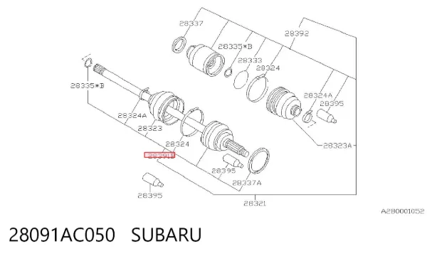 Przegub homokinetyczny przedni zewnętrzny 28091AC050 Subaru