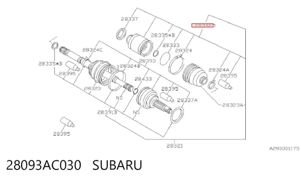 Przegub homokinetyczny przedni wewnętrzny 28093AC030 Subaru
