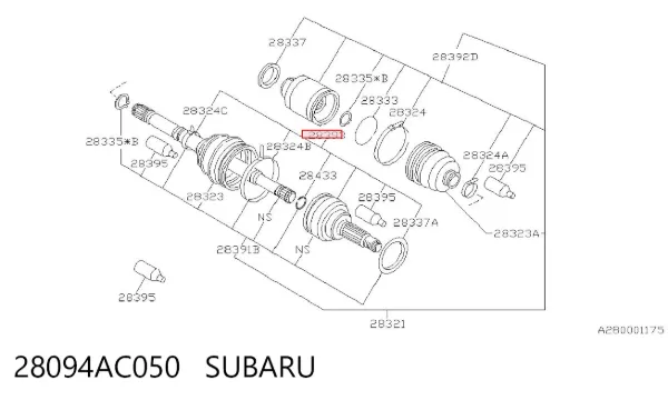 Przegub homokinetyczny przedni zewnętrzny 28094AC050 Subaru