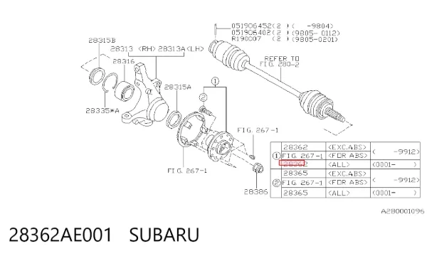 Piasta przednia 28362AE001 Subaru