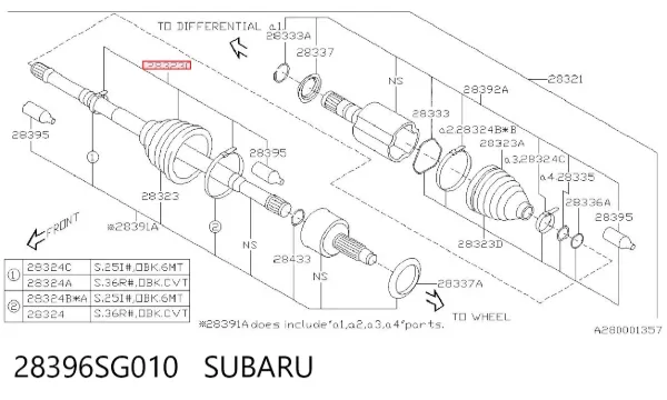  28396SG010 Subaru
