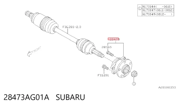 Piasta tylna 28473AG01A Subaru