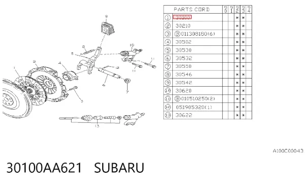 Tarcza sprzęgła 30100AA621 Subaru