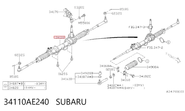 Listwa kierownicza (maglownica) 34110AE240 Subaru