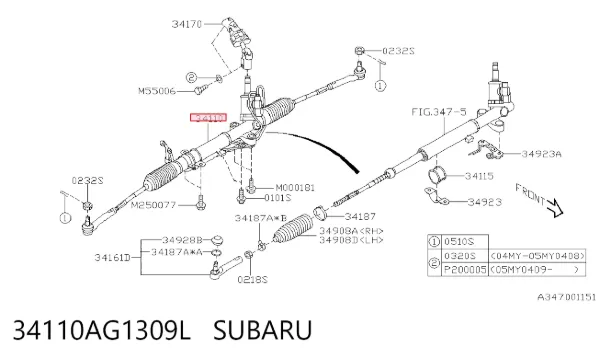 Listwa kierownicza (maglownica) Subaru Impreza III