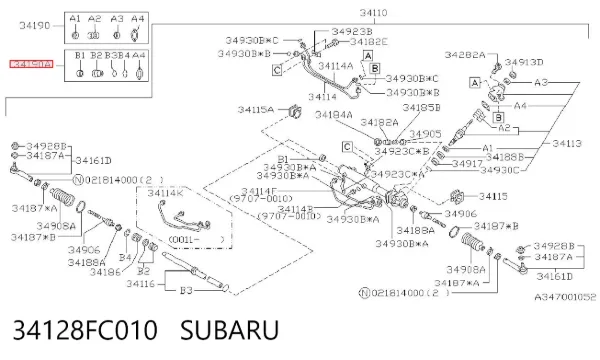 Zestaw naprawczy maglownicy (mechanizmu) (zestaw uszczelniaczy) 34128FC010 Subaru