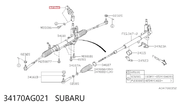 Wał kolumny kierowniczej dolny 34170AG021 Subaru
