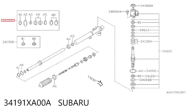 Zestaw naprawczy maglownicy (mechanizmu) (zestaw uszczelniaczy) Subaru Tribeca B9