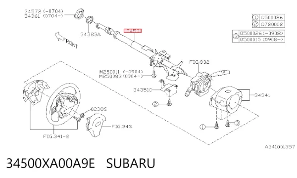 Kolumna (wał) kierownicza (kierownicy) Subaru Tribeca 