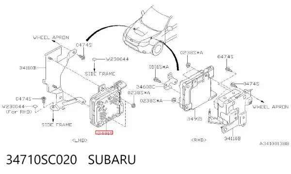 Sterownik wspomagania elektronicznego kierownicy 34710SC020 Subaru
