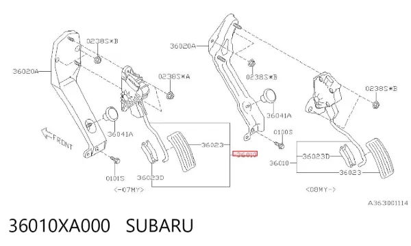 Pedał przyspieszenia (gazu) Subaru Tribeca B9