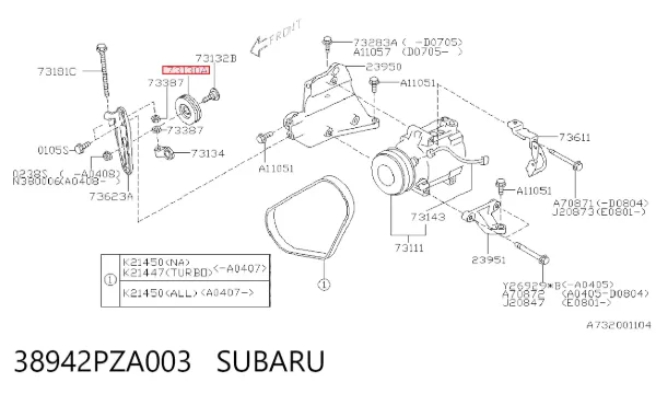 Rolka napinacza paska napędowego 38942PZA003 Subaru