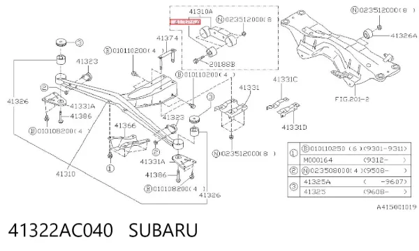 Silentblock tylnej belki 41322AC040 Subaru