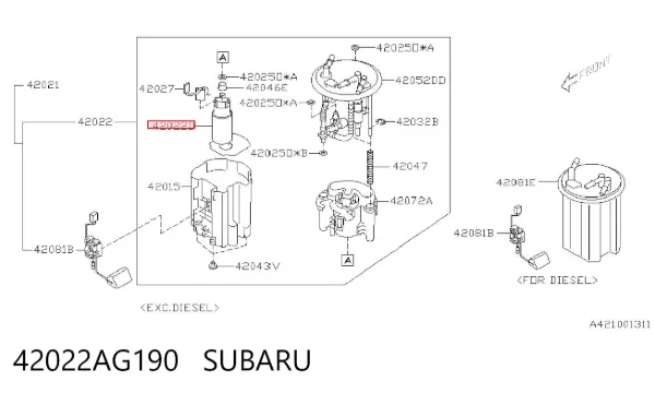 Pompa paliwa elektryczna zanurzeniowa 42022AG190 Subaru