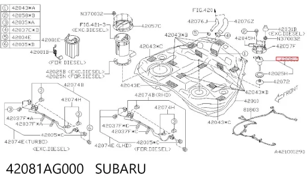 Czujnik poziomu paliwa w zbiorniku Subaru Impreza III
