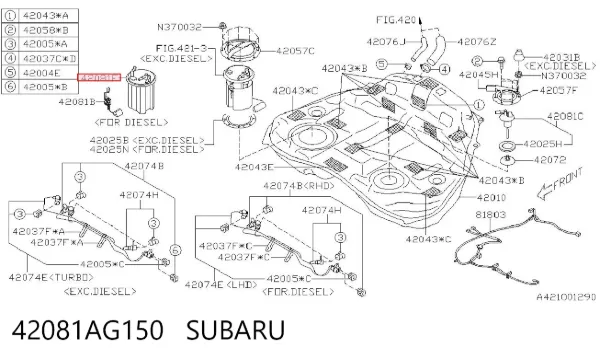 Moduł pompy paliwowej z czujnikiem poziomu paliwa 42081AG150 Subaru