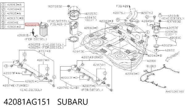 Moduł pompy paliwowej z czujnikiem poziomu paliwa Subaru Forester III