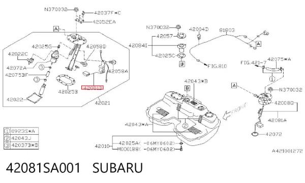 Czujnik poziomu paliwa w zbiorniku Subaru Impreza II