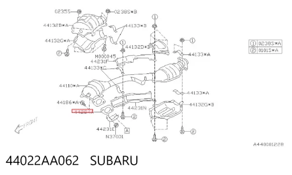 Uszczelka rury odbiornika tłumika 44022AA062 Subaru