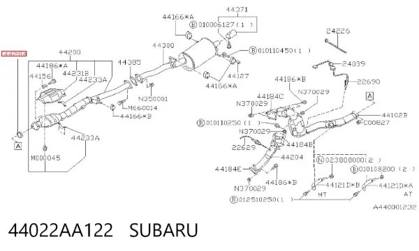 Pierścień kolektora wydechowego 44022AA122 Subaru