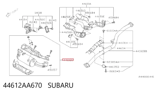 Filtr cząstek stałych układu wydechowego 44612AA670 Subaru