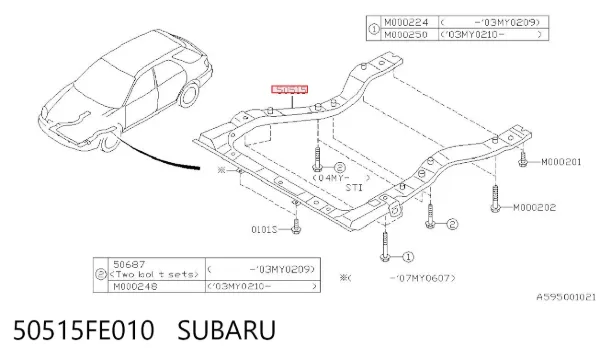 Korpus osi przedniej 50515FE010 Subaru