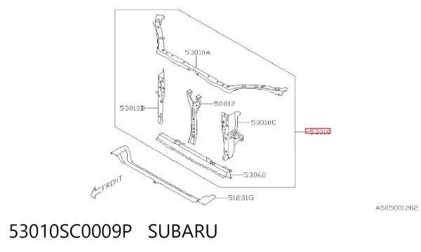 Osłona chłodnicy kompletna (panel mocowania reflektorów) 53010SC0009P Subaru