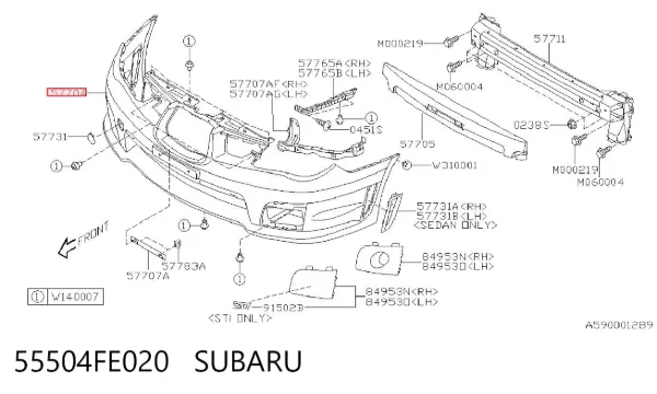 Zderzak przedni 55504FE020 Subaru