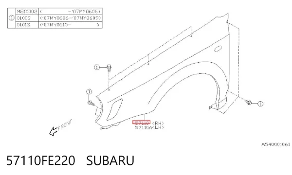 Błotnik przedni prawy 57110FE220 Subaru
