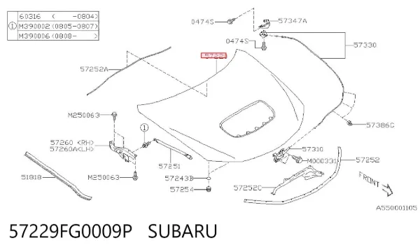 Maska silnika 57229FG0009P Subaru