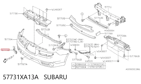 Zaślepka haku holowniczego zderzaka przednia Subaru Tribeca B9
