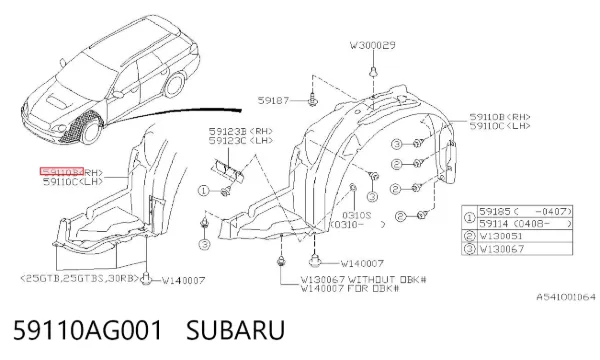 Nadkole błotnika przedniego prawe 59110AG001 Subaru