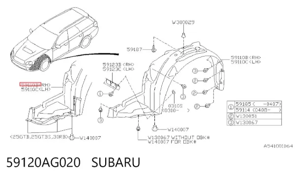 Nadkole błotnika przedniego prawe 59120AG020 Subaru