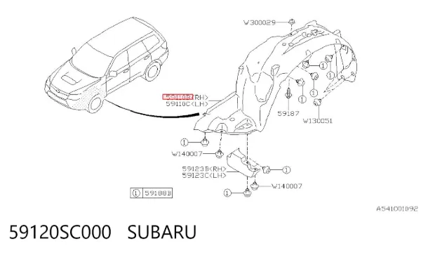 Nadkole błotnika przedniego prawe 59120SC000 Subaru