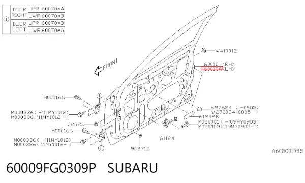 Drzwi przednie lewe Subaru Impreza III