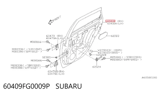 Drzwi tylne prawe Subaru Impreza III