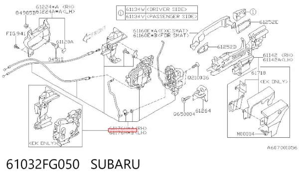 Zamek drzwi przednich lewych Subaru Impreza III