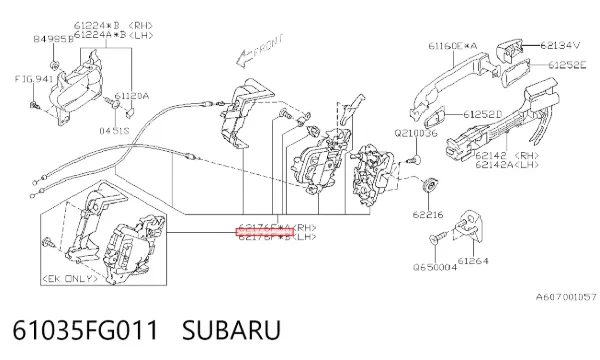 Zamek drzwi tylnych lewych Subaru Impreza III