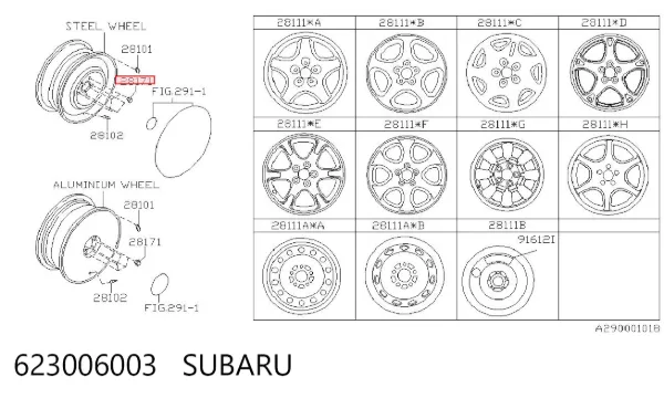 Nakrętka koła 623006003 Subaru
