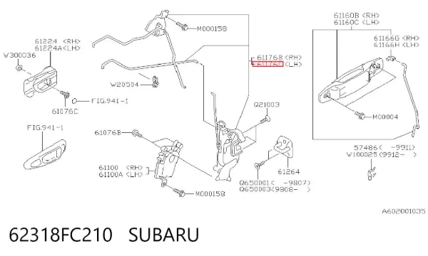 Zamek drzwi przednich lewych Subaru Forester I