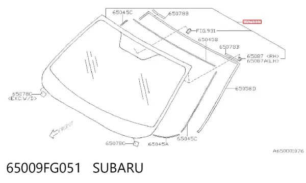 Szyba przednia 65009FG051 Subaru