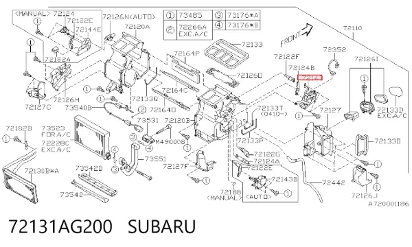 Silniczek klapy nagrzewnicy 72131AG200 Subaru