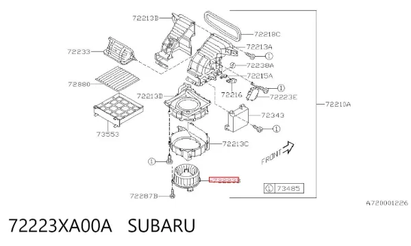 Silniczek wentylatora nagrzewnicy (ogrzewacza wnętrza) 72223XA00A Subaru