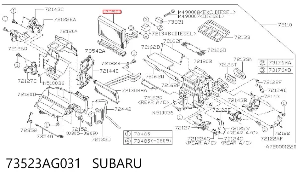 Parownik klimatyzacji 73523AG031 Subaru