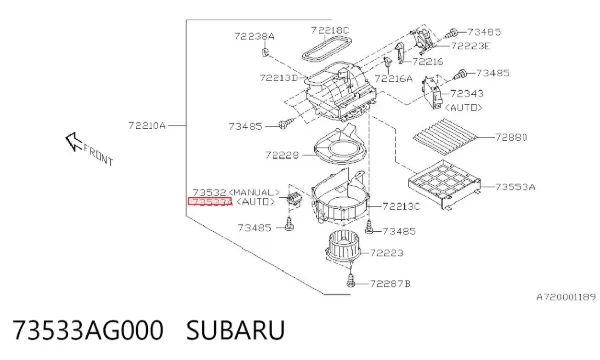 Rezystor wentylatora nagrzewnicy (ogrzewacza kabiny) 73533AG000 Subaru